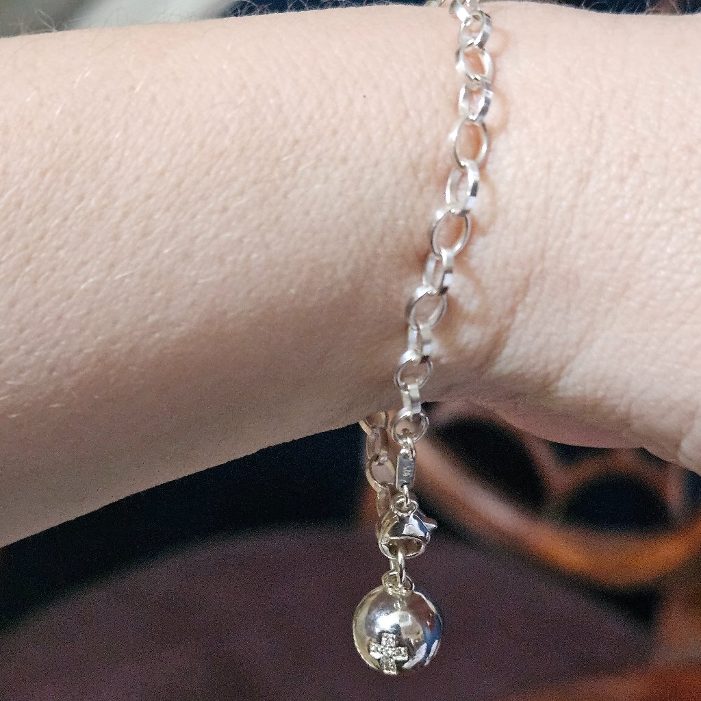 Rare Modern Monica Rich Kosann Cross Sapphire 925 Silver Charm Pendant Bracelet — image 2 of 8